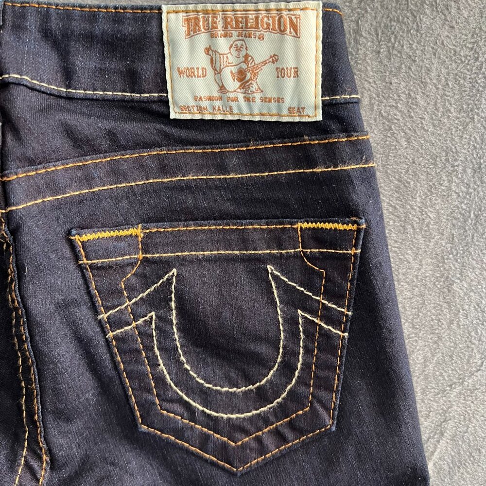 True Religion Halle Women's Skinny Jeans Size 25 x 30 Blue Dark Wash Denim
